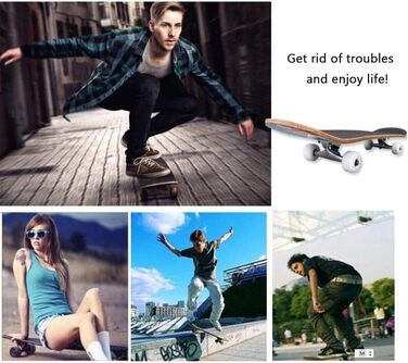 Скейтборд для початківців, подарунок на день народження для підлітків та дорослих, чорний