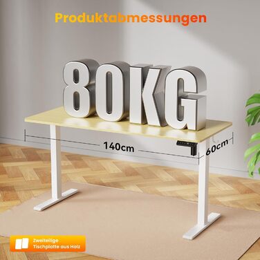 Стіл з регульованою висотою, електричний комп&39ютерний стіл 140 x 60 см, стіл для роботи сидячи та стоячи з 4 положеннями пам&39яті, стіл для роботи стоячи з 2 гачками для офісу, з&39єднувальна пластина, дуб