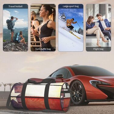 Спортивна сумка, дорожня сумка, принт американський прапор, сумка на нічліг, чорна, універсальний розмір, сумка для подорожей