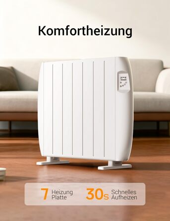 Конвекторний обігрівач 1500 Вт, електричний обігрівач з РК-дисплеєм, захистом від замерзання та блокуванням від дітей, настінний та підлоговий монтаж, білий електричний радіатор для вітальні та спальні