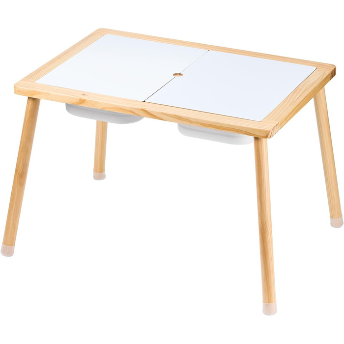 Сенсорний столик VEVOR для малюків, столик для гри з 3 складними контейнерами для зберігання та двосторонньою дошкою, столик з піском та водою, дерев&39яний сенсорний столик для малювання, навчання та їжі