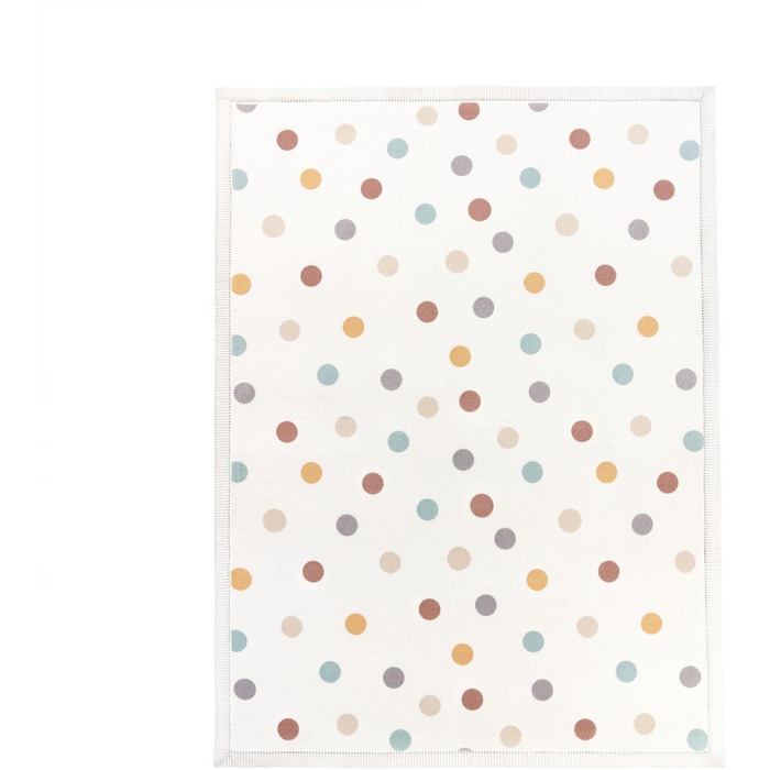 Килимок для повзання килимок для дитячої кімнати нековзний пухнасті крапки, що миється, колір синій жовтий крем, розмір 80x150 см