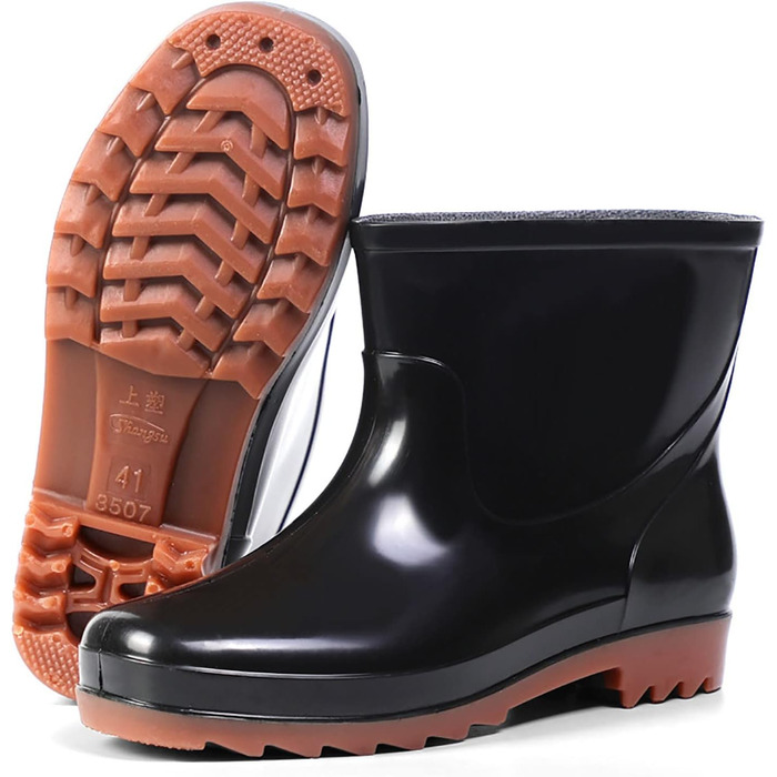 Чоловічі чорні водонепроникні гумові чоботи для саду, чоловіче дощове взуття, гумові черевики, чоловіче взуття 13 (коричневий, 40)
