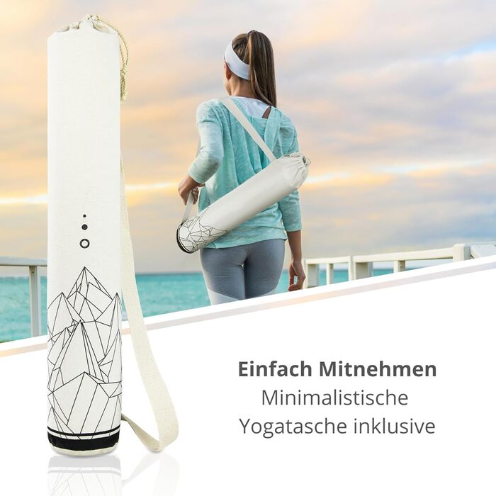 Килимок для йоги преміум-класу з корком (товщина 4 мм) - Нековзний килимок для фітнесу з лініями вирівнювання - Килимок для пілатесу Сумка для йоги Мандала