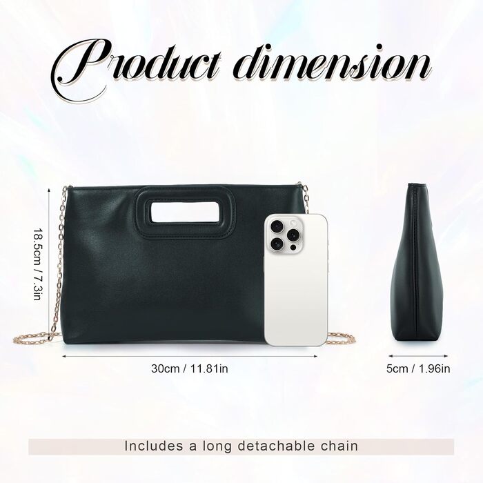 Елегантне клатч-гаманці для жінок, формальна вечірня сумочка зі шкіри, сумка на ланцюжку через плече, чорний колір