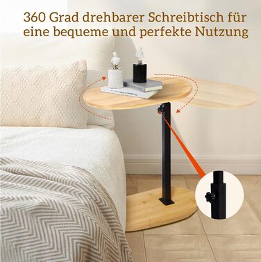 С-подібний бічний столик, регульований по висоті, маленький столик, журнальний столик з бамбука та металу, журнальний столик для дивана, бічний столик, тумбочка для дивана, тумбочка для вітальні, ванної кімнати, ліжка, дивана та кави, стиль 1