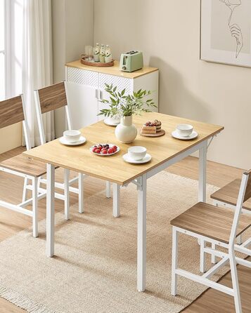 Обідній стіл VASAGLE, розкладний кухонний стіл для 2-4 осіб, для невеликих приміщень, натуральний дуб-хмарно-білий KDT077Y01 Натуральний дуб хмарно-білий Стільці не входять до комплекту