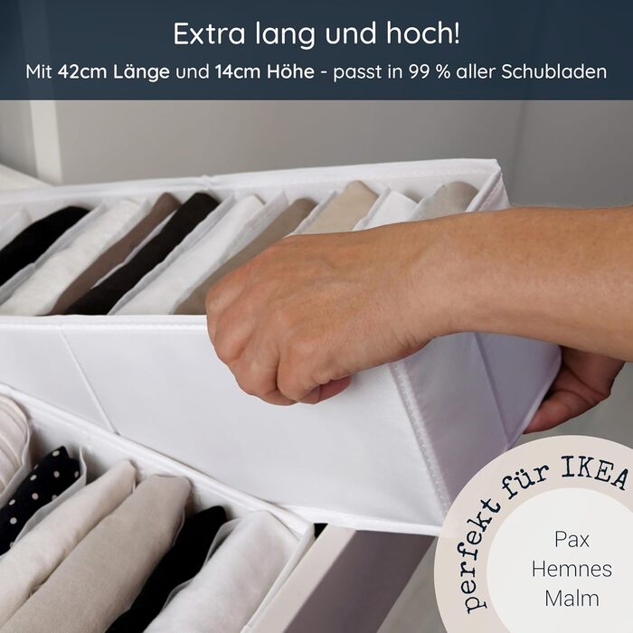 Набір органайзерів 11 надвисоких відділень для дитячого одягу, шкарпеток та підгузків Система організації пеленального столика міцна та миється, підходить для будь-якого пеленального столика та шухляди білий Розмір 4 шт. XS Білий 4 шт. XS