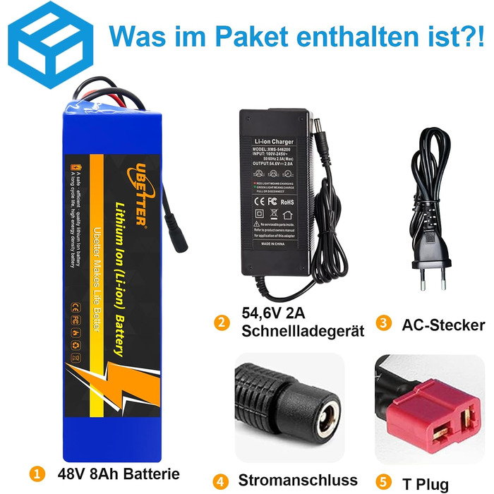 Акумулятор для електровелосипеда та електросамоката 36V/48V, акумулятор для електричного велосипеда 8AH/10AH/14AH/20AH з комплектом зарядного пристрою 2A для електричного велосипеда/самоката/мотора потужністю 0-1400 Вт 36V 10AH із зарядним пристроєм