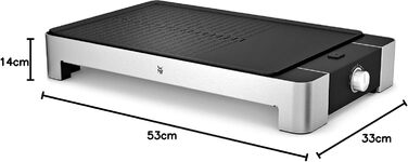 Настільний гриль WMF Lono плоский і ребристий, електричний гриль зі змінним налаштуванням температури, 2300 Вт, матовий з нержавіючої сталі, пластина для гриля електричний гладкий стіл/електричний гриль