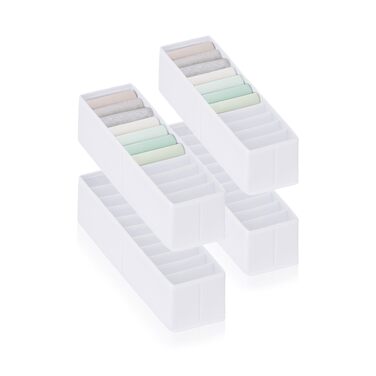 Набір органайзерів 11 надвисоких відділень для дитячого одягу, шкарпеток та підгузків Система організації пеленального столика міцна та миється, підходить для будь-якого пеленального столика та шухляди білий Розмір 4 шт. XS Білий 4 шт. XS