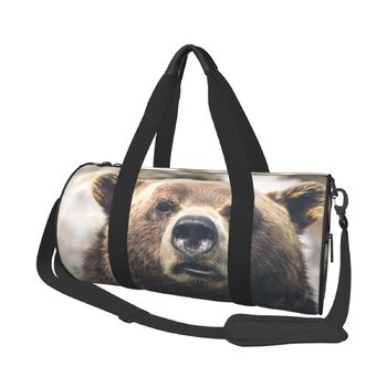 Спортивна сумка для подорожей, дизайн Ведмідь у дикій природі, Чорний колір, Універсальний розмір