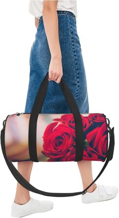 Спортивна сумка, дорожня сумка, красива червона троянда, з принтом, для ночівлі, чорна, універсальний розмір, дорожня сумка