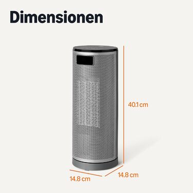 Електричний обігрівач Storeo Basics, портативний керамічний вентилятор-обігрівач, коливання 70, 1800 Вт, 40 см, сірий 40 см