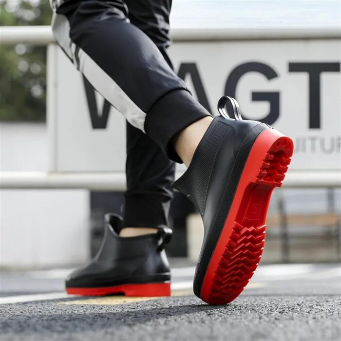 Чоловічі гумові гумові чоботи, водонепроникні черевики до щиколотки, робоче взуття, чорні, розмір ЄС 42