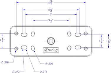 Платформа Scotty (203x75 мм) 163 кульовий шарнір 1 1/2 дюймовий човен для кріплення ехолота, колір чорний