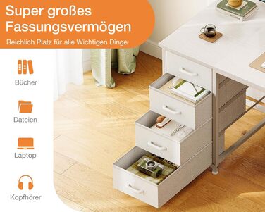 Письмовий стіл Coleshome з 8 шухлядами з тканини, 140x48 см, білий, з місцем для зберігання, універсальний комп&39ютерний стіл, офісний стіл, ПК-стіл, офісний стіл для офісу, вітальні, домашнього офісу, 140x48 см, білий