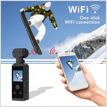 Кишенькова екшн-камера 4K, відеокамера Wi-Fi, екран 1,3 дюйма, фото 16 МП, поворот на 270, підтримка зовнішнього мікрофона, портативна камера для відеоблогів