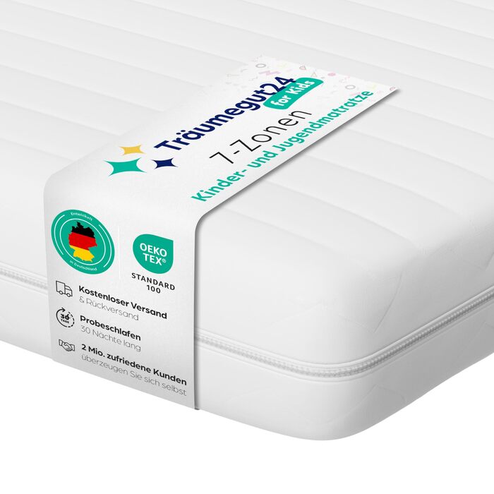 Матрац для дітей та підлітків - 90x200 см - H2 та H3 Розмір висота на вибір Матрац з холодної піни Чохол, приємний для шкіри, можна прати Сертифіковано Oeko-TEX (90 x 200 см, 10 см) 90 x 200 см 10 см, 24 -