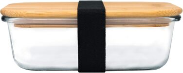 Скляна банка для зберігання продуктів Nerthus з бамбуковою кришкою, 1500 мл, боросилікатне скло, прозора