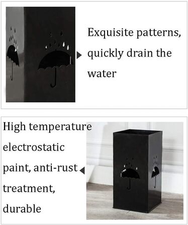 Підставка для парасольок Cuiynic, проста підставка для парасольок, компактне відро для парасольки для дому та готелів, два шари можна розділити для зберігання довгих і коротких парасольок/Чорний (Sc Black Q