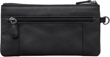 Греція вінтажний клатч з натуральної шкіри для жінок. Знімний ремінець на зап'ястя та захист від RFID. Чорний колір.