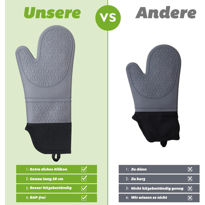 Рукавички для духовки Тримачі для духовки Рукавички для випічки Силікон Набір кухонних рукавичок термостійкий 230C- 2 рукавички дл