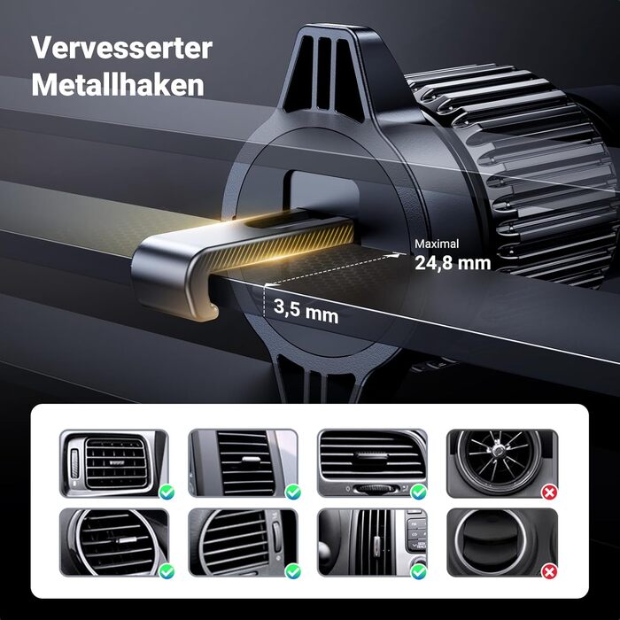 Тримач для мобільного телефону автомобільна вентиляція 360 поворотний тримач для мобільного телефону з міцним металевим гачком ком