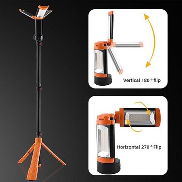 Телескопічний кемпінговий ліхтарик - світлодіодний рибальський ліхтар з акумулятором 10000 мАг, магнітний портативний ліхтарик, лампа з регульованою яскравістю та штативом, зовнішній робочий ліхтарик для риболовлі, гаража, походів, кемпінгу