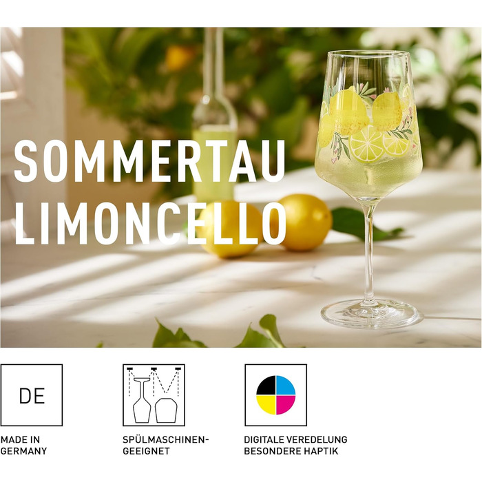 Келих для аперитиву 500 мл - набір 2 - серія Sommertau - для шприца, шприцера - лимонний мотив - зроблено в Німеччині, жовтий, зел