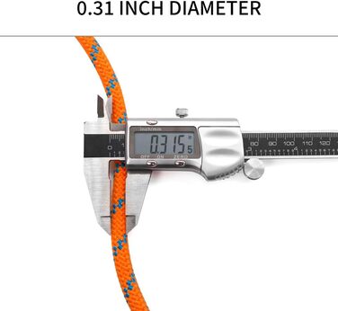 Статична мотузка для скелелазіння NewDoar 18KN 10 мм (3/8 дюйма) Мотузка з подвійним плетінням для мотузки для прусика, виживання на відкритому повітрі, піших прогулянок, альпінізму, перетягування (20 футів) (помаранчевий 8 мм, 50 футів (15 м))