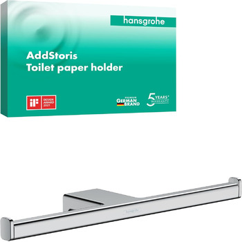 Подвійний тримач для туалетного рулону AddStoris, подвійний тримач для туалетного рулону хром, 2 рулони 2 рулони без кришки хром