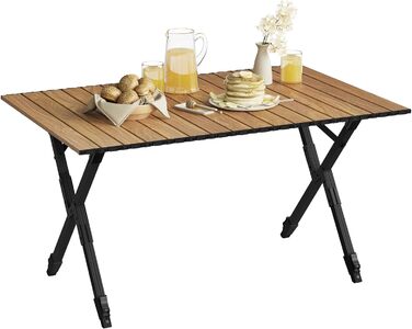 Складаний кемпінговий стіл WOLTU, легкий алюмінієвий складаний стіл, невеликий садовий стіл, регульований по висоті пікніковий стіл, з сумкою для зберігання, вантажопідйомність 50 кг, стіл для балкону або саду, дерев&39яний вигляд