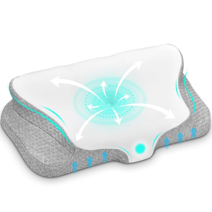 Подушка з піни з ефектом пам&39яті, подушка для шиї, подушка для голови, ергономічна подушка для підтримки шиї, подушка для сну на боці, спині та животі, 62x49/12 см, білий/сірий