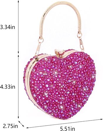 Клатч жіночий Серце, інкрустований стразами, міні-сумочка для вечірки, весілля або коктейлю, рожевий