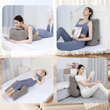 Надувна подушка для голови, подушка для відпочинку, стискальна подушка для читання з надувним мішком, клиноподібна подушка для читання, сну, фізичних вправ, підтримка підборіддя та шиї