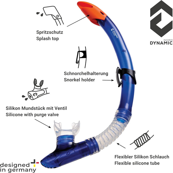 Набір для підводного плавання La Gomera Pro для дорослих - Розроблено в Німеччині Професійний 2-елементний набір для дайвінгу (маска для підводного плавання з двома лінзами, окуляри для підводного плавання, суха трубка та сумка) із захисними лінзами синьо