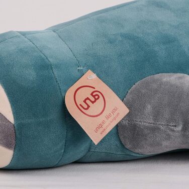 Плюшева подушка UNUS Sloth, 75 см, бірюзовий колір, м&39яка та пухнаста подушка для сну на боці, подушка для годування, подушка для вагітних, бірюзовий колір середнього розміру