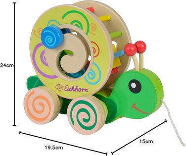 Звірятко Eichhorn 100002231, що тягнеться, з 4 різними вставними блоками, березова іграшка з рухом, для дітей від 1 року, розмір 1