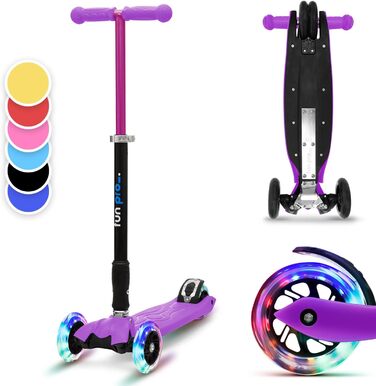 Два самокати для дітей 6 років, з дошкільного віку, до 80 кг ваги, безпечний дитячий самокат преміум-класу, самокат зі світлодіодн