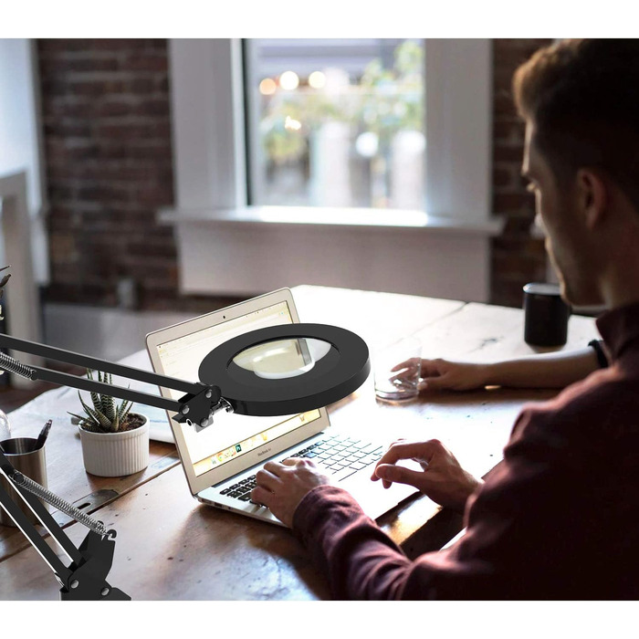 Світлодіодна збільшувальна лампа YOUKOYI, збільшувальна лампа із затискачем, поворотна настільна лампа, робоча лампа, 5-кратне збі