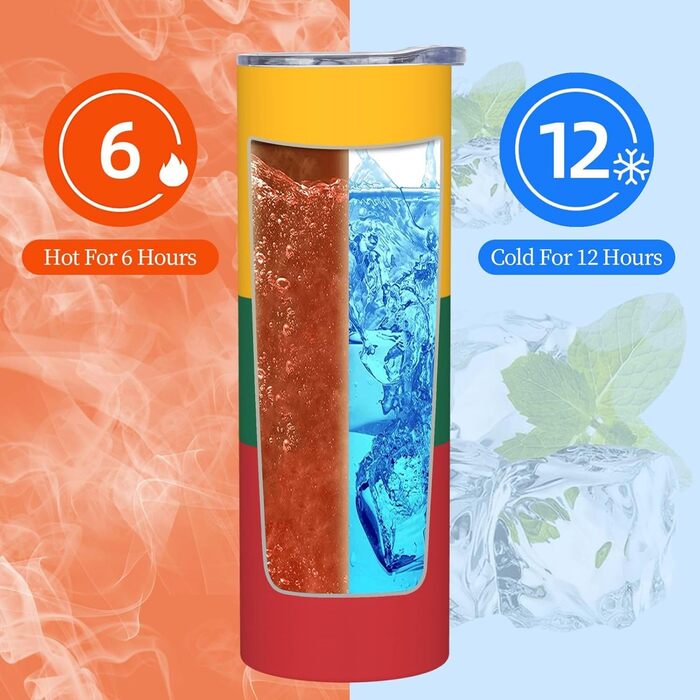 Кухоль з прямою трубочкою, дизайн литовський прапор, друкований, дорожній кухоль, підходить для кемпінгу, офісу та дому, 590 мл