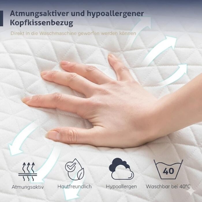 Подушки EGO Home 40x80 см, комплект з 2 шт. з подрібненою піною з ефектом пам&39яті, подушки для шиї для сну на спині та животі, подушки з піни з ефектом пам&39яті 80x40 см, 2 подушки для сну на боці з чохлами, що праються, 40x80 см - 2 шт.