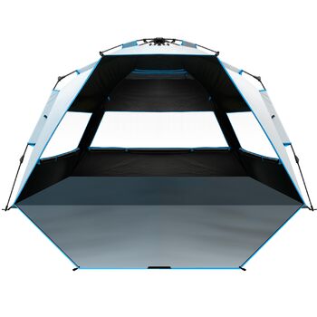 Пляжний намет OutdoorMaster з технологією Dark Shelter, портативний пляжний сонцезахисний тент, тент для 4-6 осіб із захистом від ультрафіолету UPF 50, легко встановлюється, розкладний намет, сімейний розмір, Ocracoke Coast