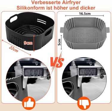 Аксесуари для фритюрниці 4PCS 22CM - Аксесуари для фритюрниці Philips Airfryer XXL 7.2 л, 8.3 л, COSORI 5.5 л, Princess 6.5 л, Ninja 6.2 л, решітка для гриля Форма для піци Папір для випічки Силіконова форма для фритюрниці