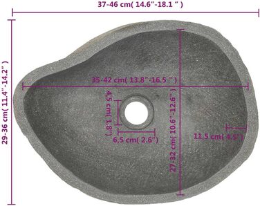 Умивальник Річковий камінь Овал 37–46 см — ручна робота з натурального каменю