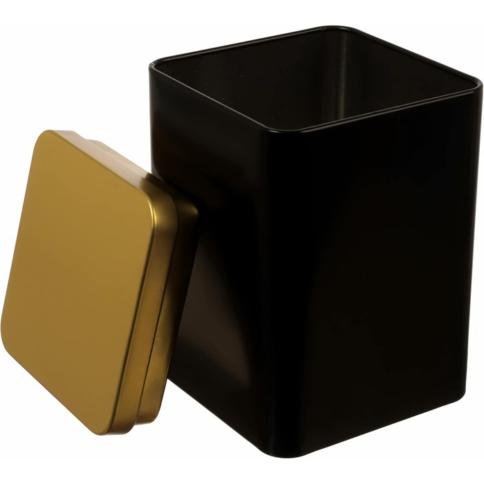 Елегантних квадратних герметичних металевих банок для зберігання/чаю, кожна з яких вміщує 240 г чаю, чорного та золотого 13 x 9 x 9 см (В, Ш, Г) також ідеально підходить як банки для спецій, 6