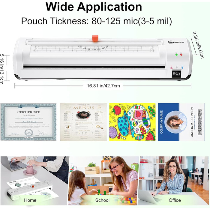 Ламінатор A3, 9-в-1 ламінатор з 30 аркушами для ламінування A3/A4/A5/A6, комплект для гарячого та холодного ламінування з вбудованим різаком для паперу та закруглювачем кутів для використання вдома, в школі, офісі та ресторані