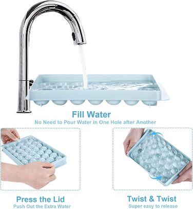 Форма для льоду Miaowoof з кришкою та контейнером, круглі кубики льоду 2,5 см x 99 шт. , форма для льоду без BPA з кришкою для льо