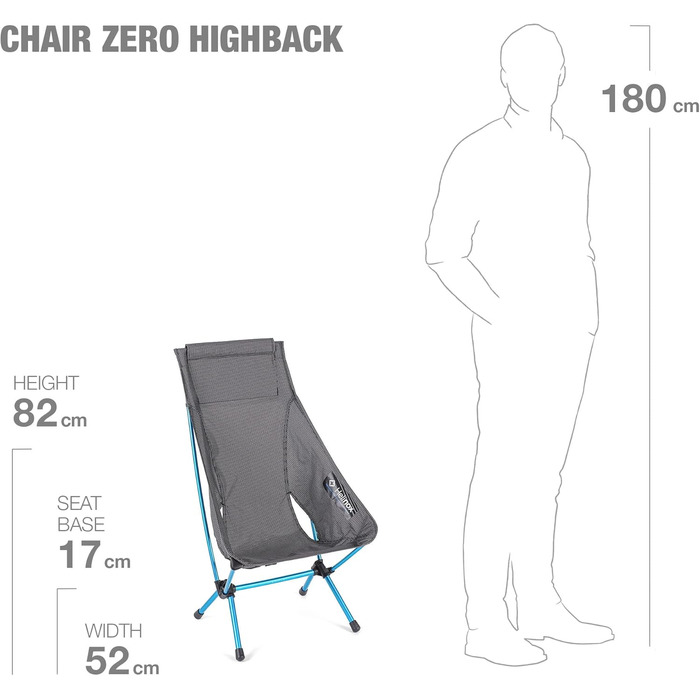 Крісло Helinox Chair Zero Highback, 0,65 кг, надлегке кемпінгове крісло з високою спинкою, для походів, складні вуличні крісла, чорне